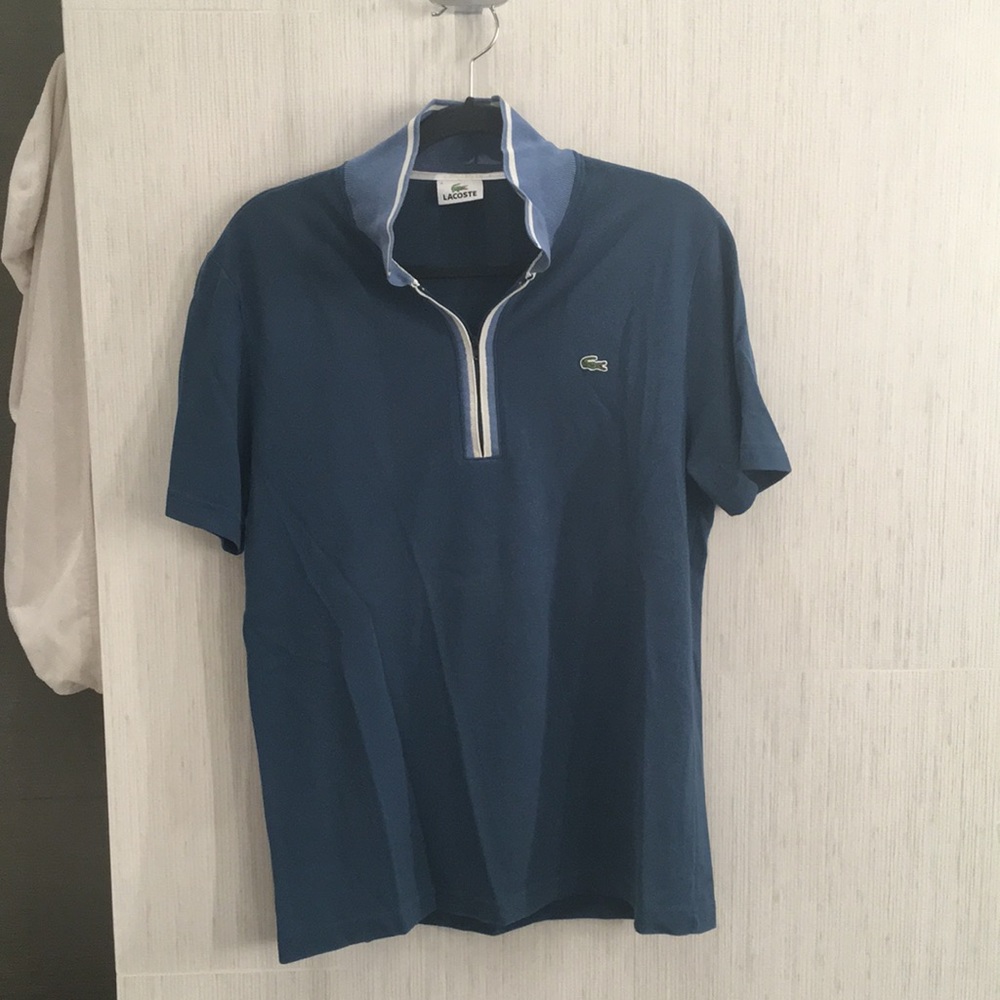 Lacoste Blue Collared 1/4 Zip Tee